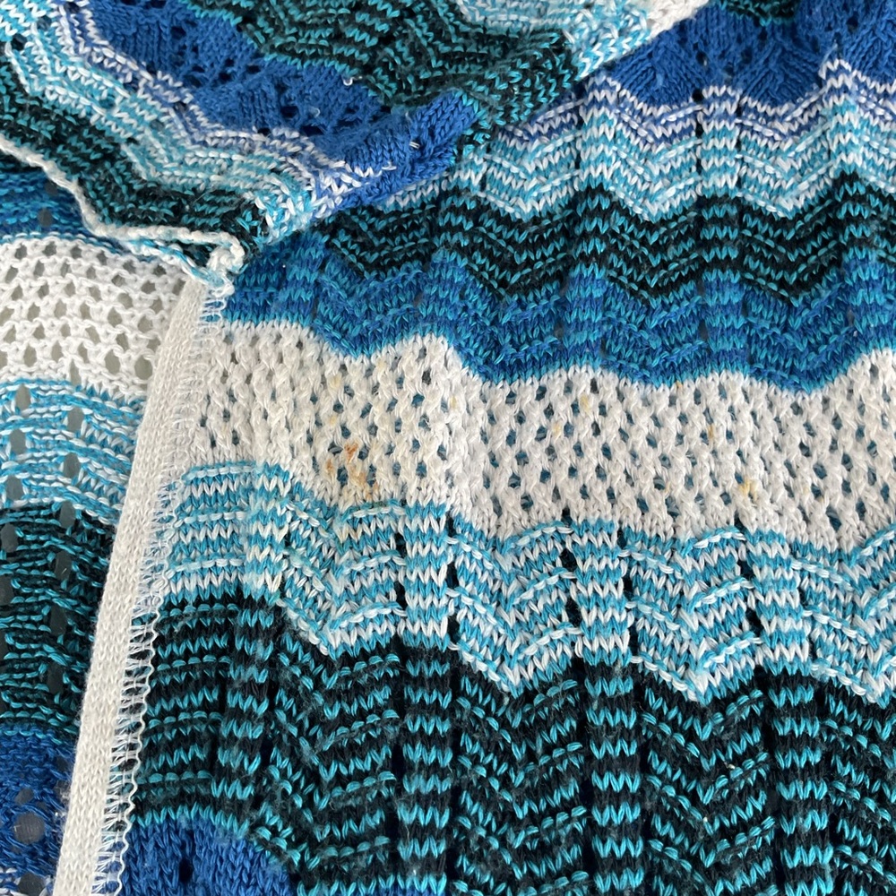 Christopher banks Cardigan Sweater Blue White Knit Preppy Business consign Small - Picture 5 of 7